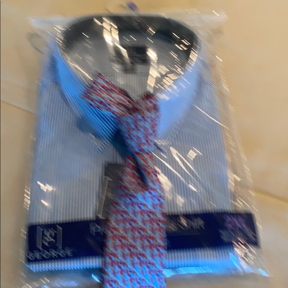 NWT George Long Sleeve Dress Blue Stripe Shirt 2XL - Picture 7 of 7